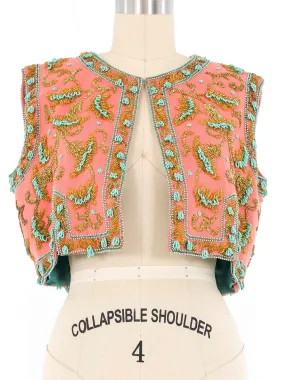 1960s Bead Embellished Coral Vest