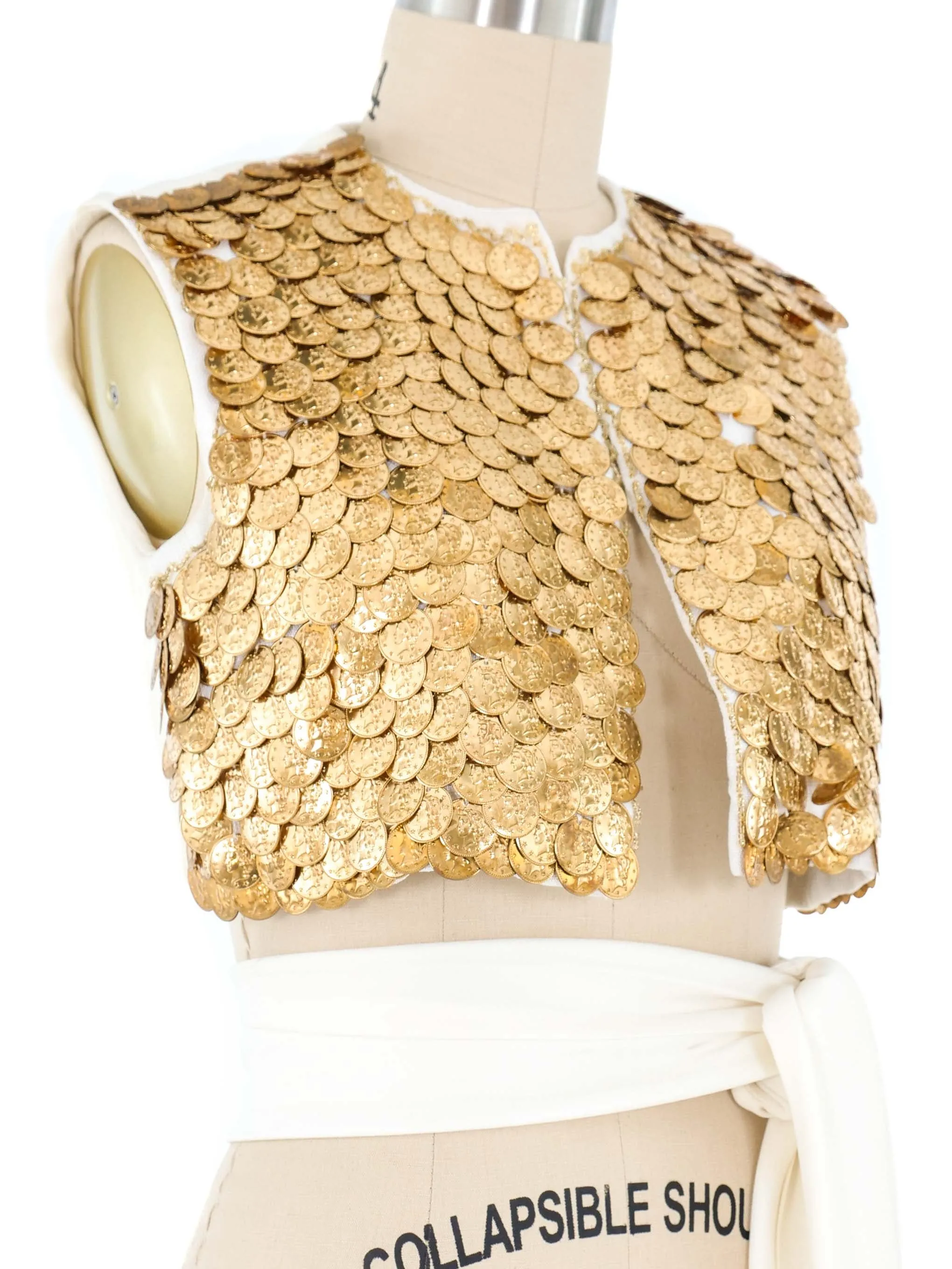 1960s Coin Fringe Cropped Vest