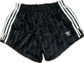  Adidas satin football pinstriped shorts black - Large Rare