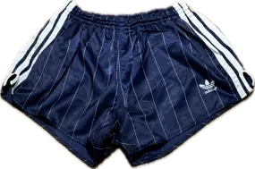  Adidas satin football shorts blue pinstriped - Medium Rare!