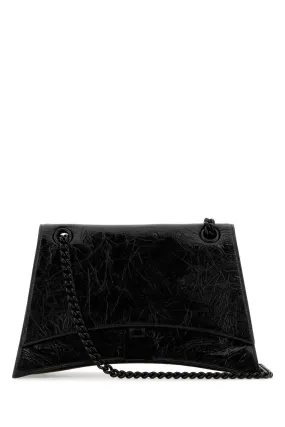 Balenciaga Black Leather Medium Crush Shoulder Bag