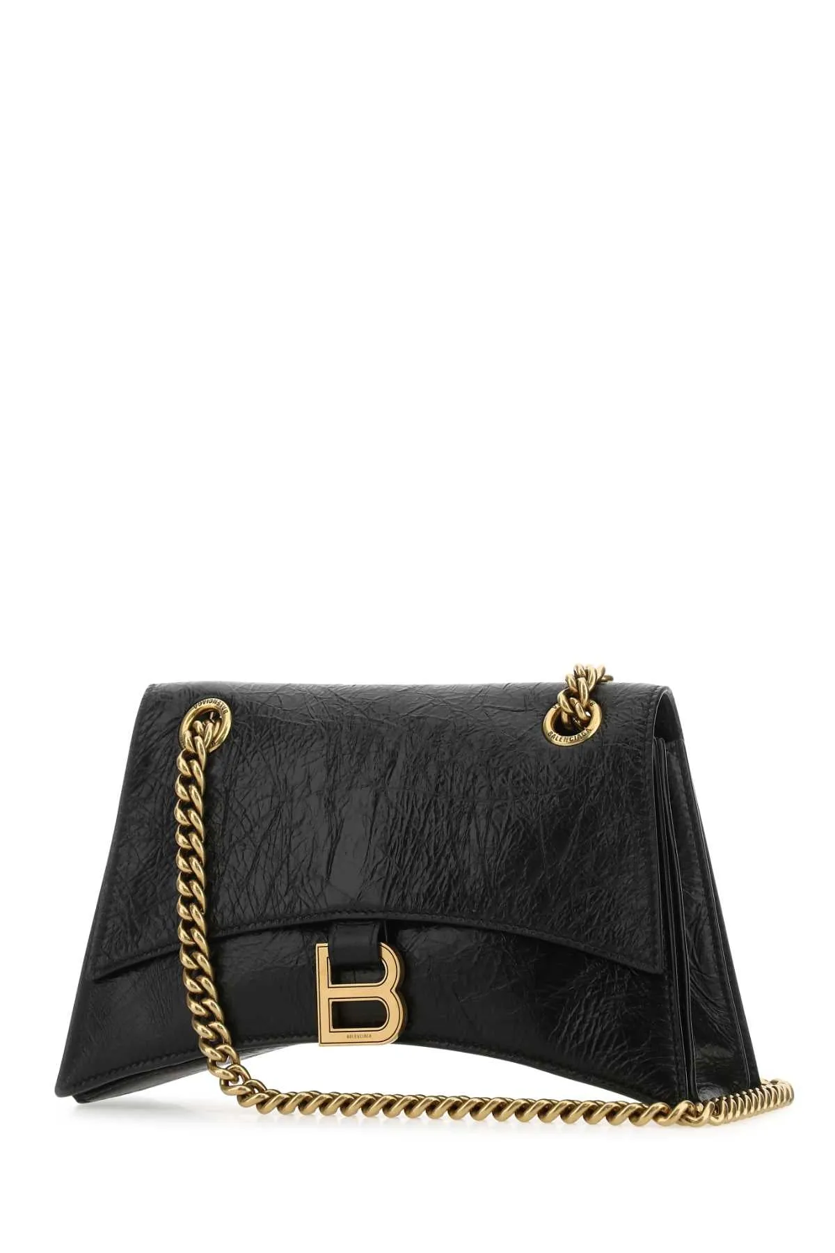 Balenciaga Black Leather Small Crush Shoulder Bag