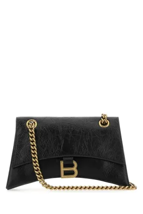 Balenciaga Black Leather Small Crush Shoulder Bag