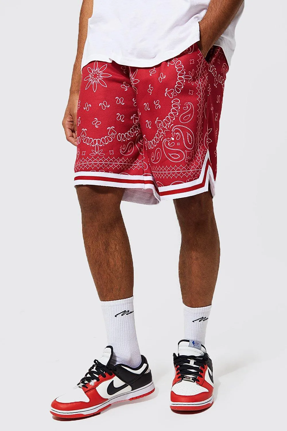 Basketball Bandana Short With Sports Rib | boohooMAN UK