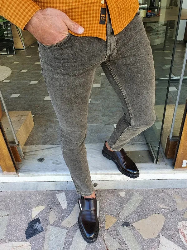 Bastoni Brown Slim Fit Jeans