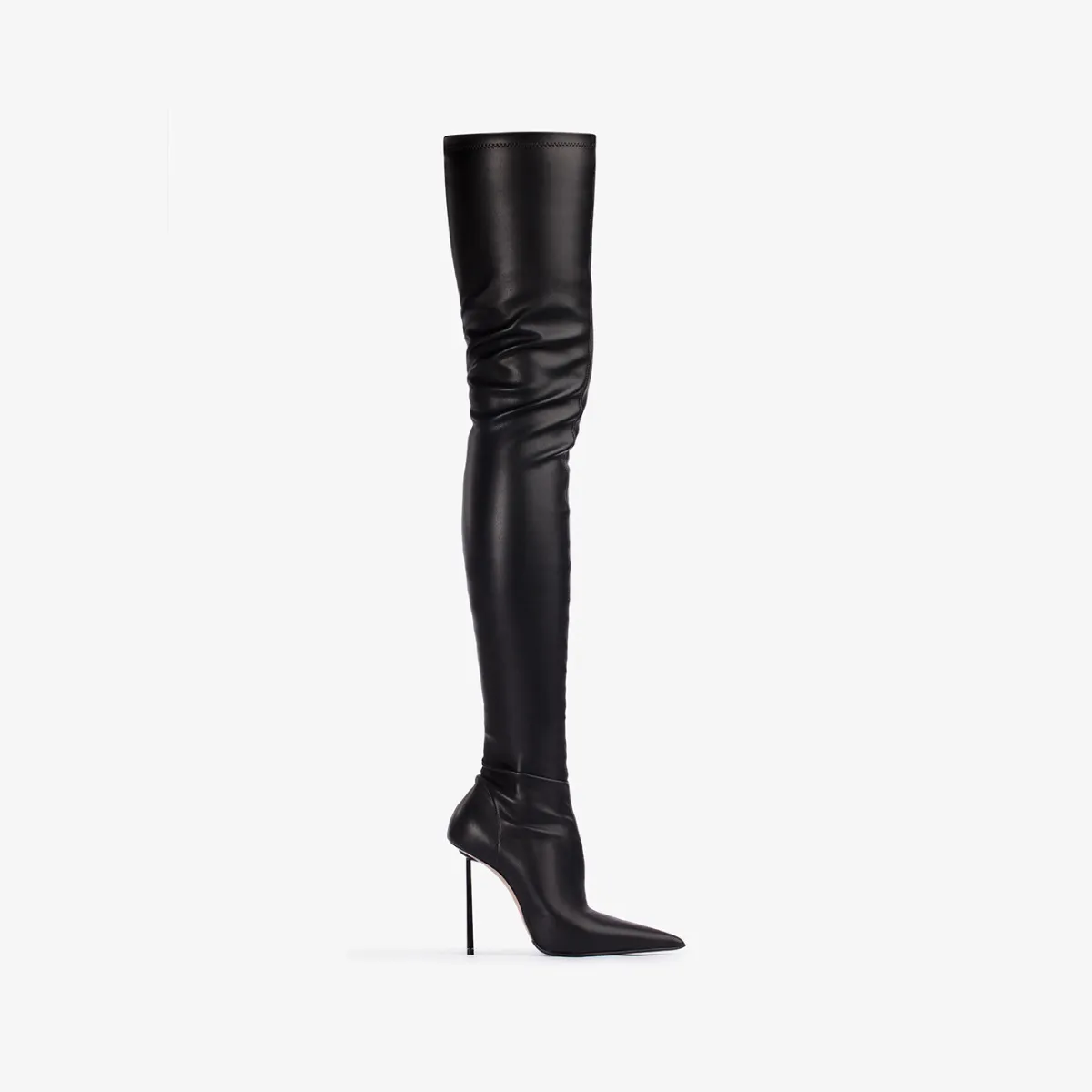 BELLA THIGH-HIGH BOOT 120 mm Black stretch vegan leather over-the-knee boot