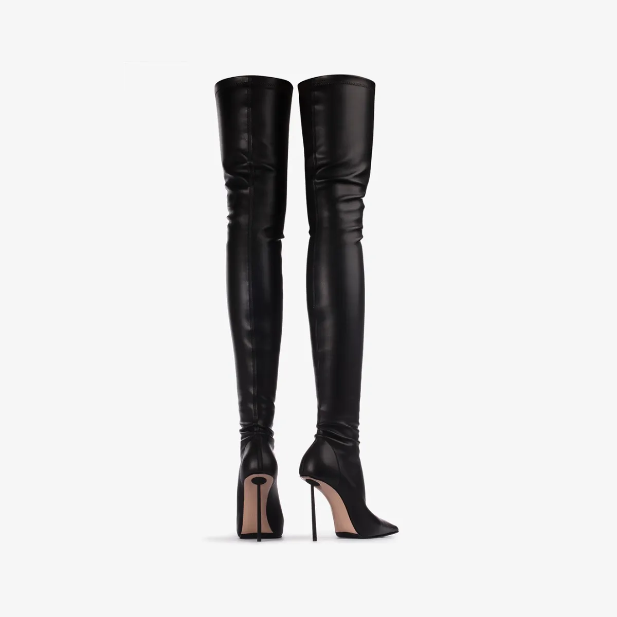 BELLA THIGH-HIGH BOOT 120 mm Black stretch vegan leather over-the-knee boot