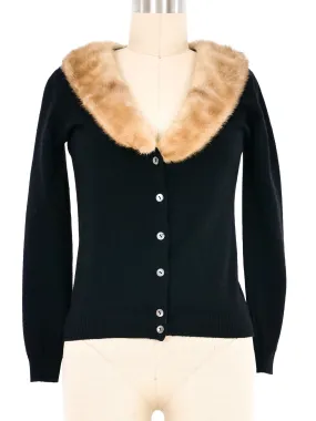 Blumarine Mink Fur Collar Cardigan