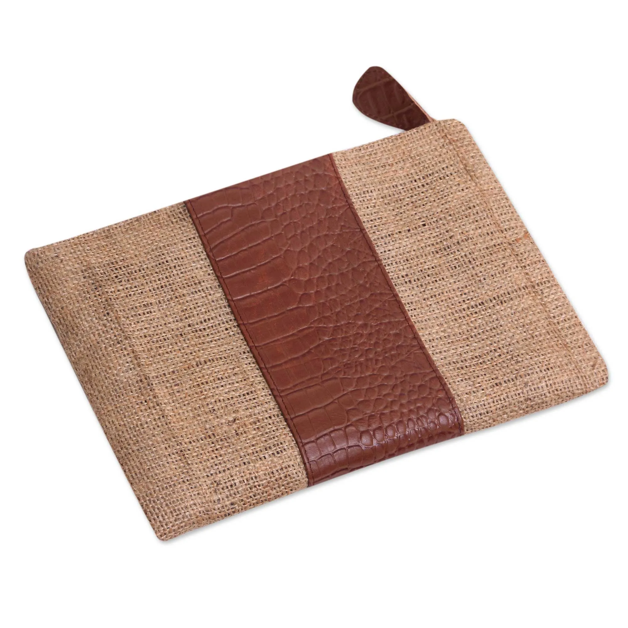 Buaya Java Leather Accent Jute Clutch Crafted in Java