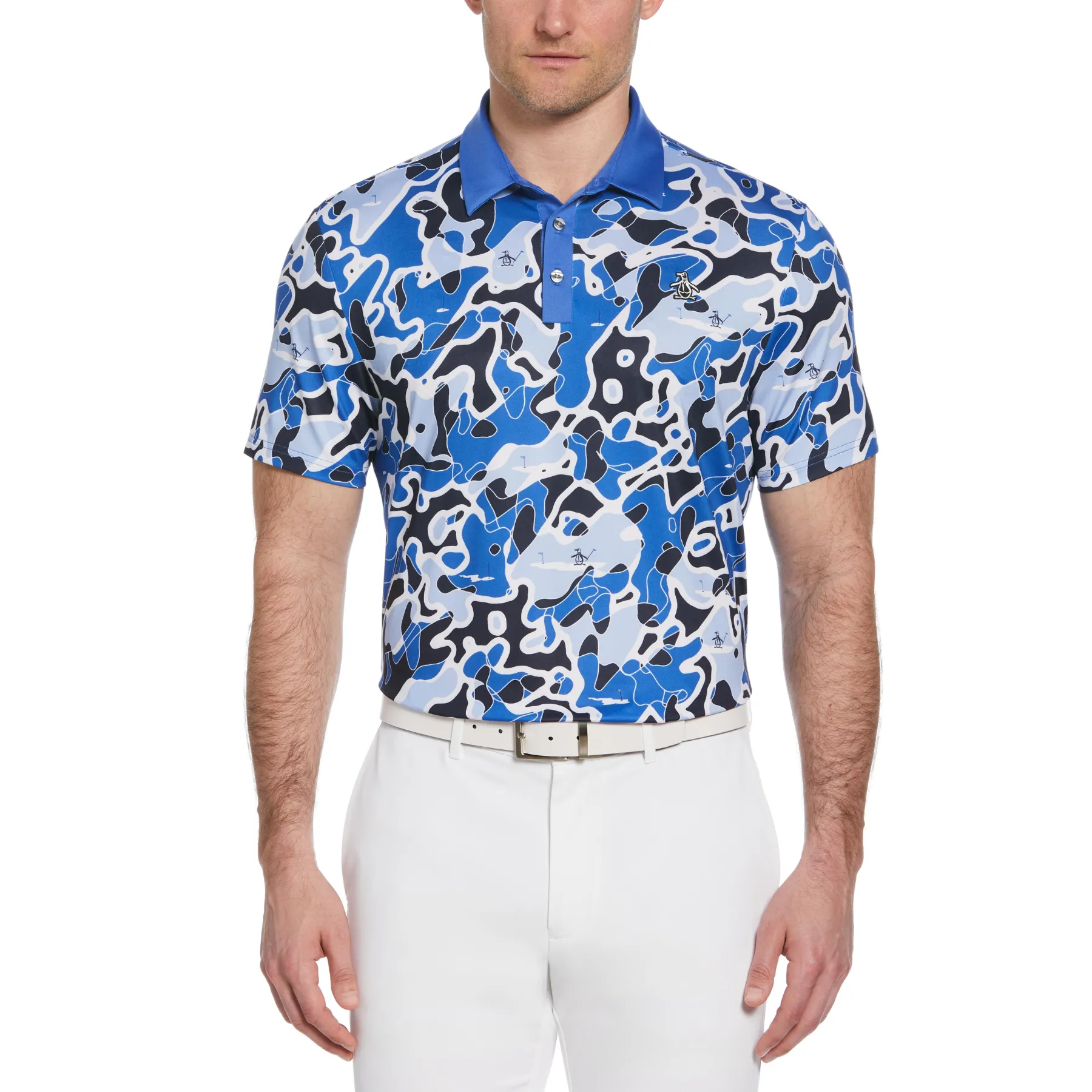 Bunker Print Golf Polo Shirt In Nebulas