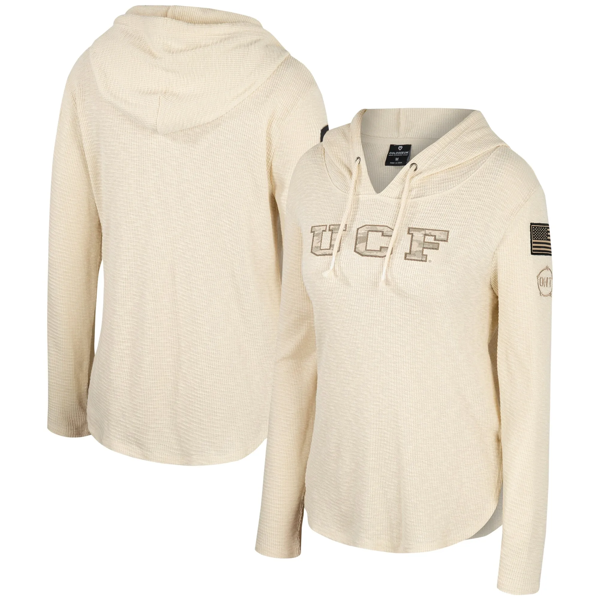 Colosseum UCF Knights Women's Cream OHT Military Appreciation Casey Raglan Long Sleeve Hoodie T-Shirt