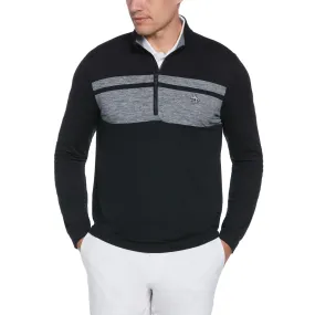 Colour Block Quarter Zip Long Sleeve Golf Jumper In Caviar