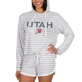 Concepts Sport Utah Utes Women's Cream Visibility Long Sleeve Hoodie T-Shirt & Shorts Set