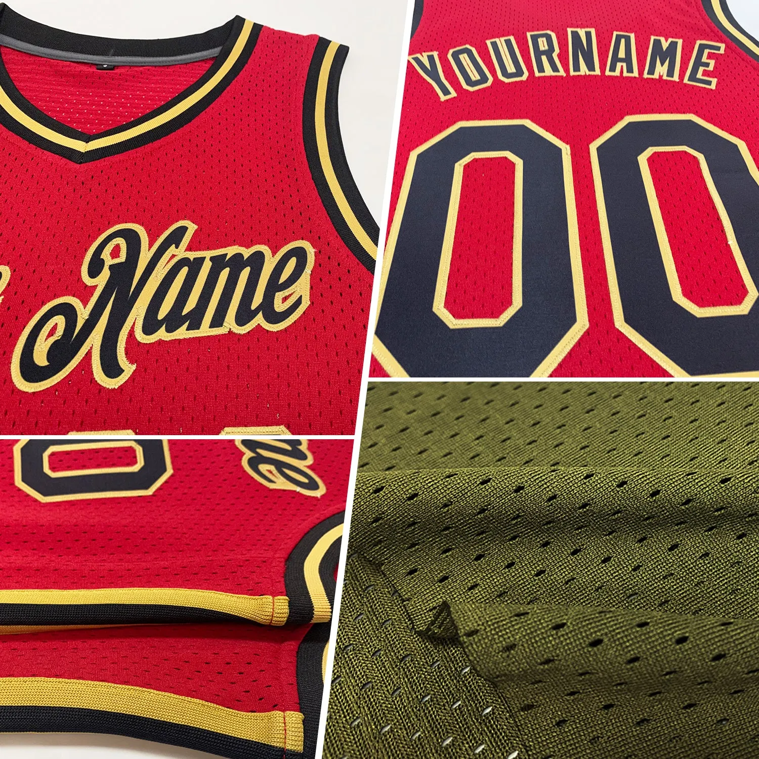 Custom Olive Red-White Authentic Throwback Salute To Service Basketball Jersey