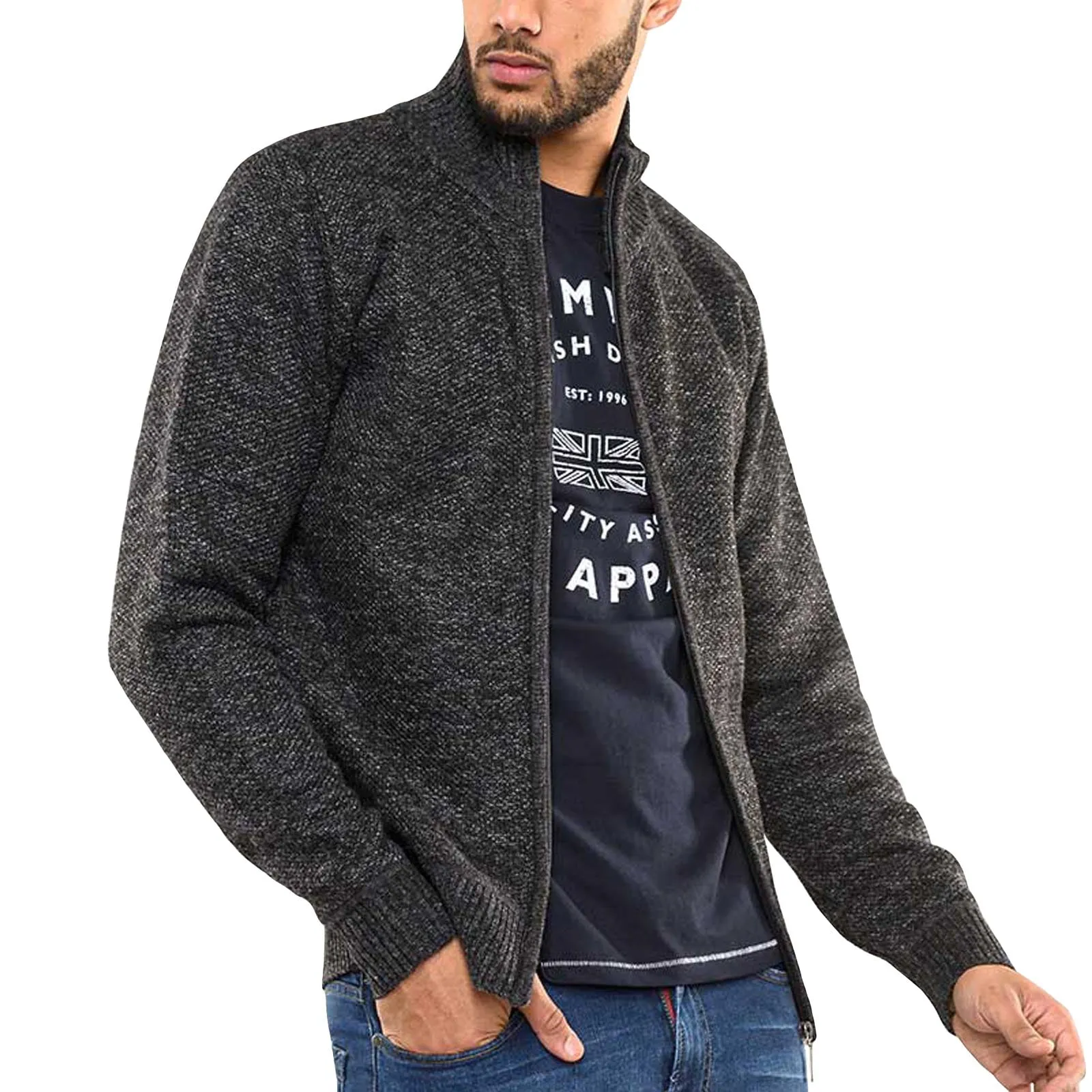 D555 Mens Sherwood Fleece Lined Jacket - Black Marl