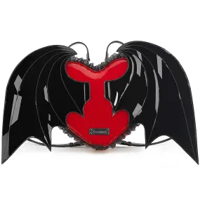 Demonia Patent Heart Batwing Backpack