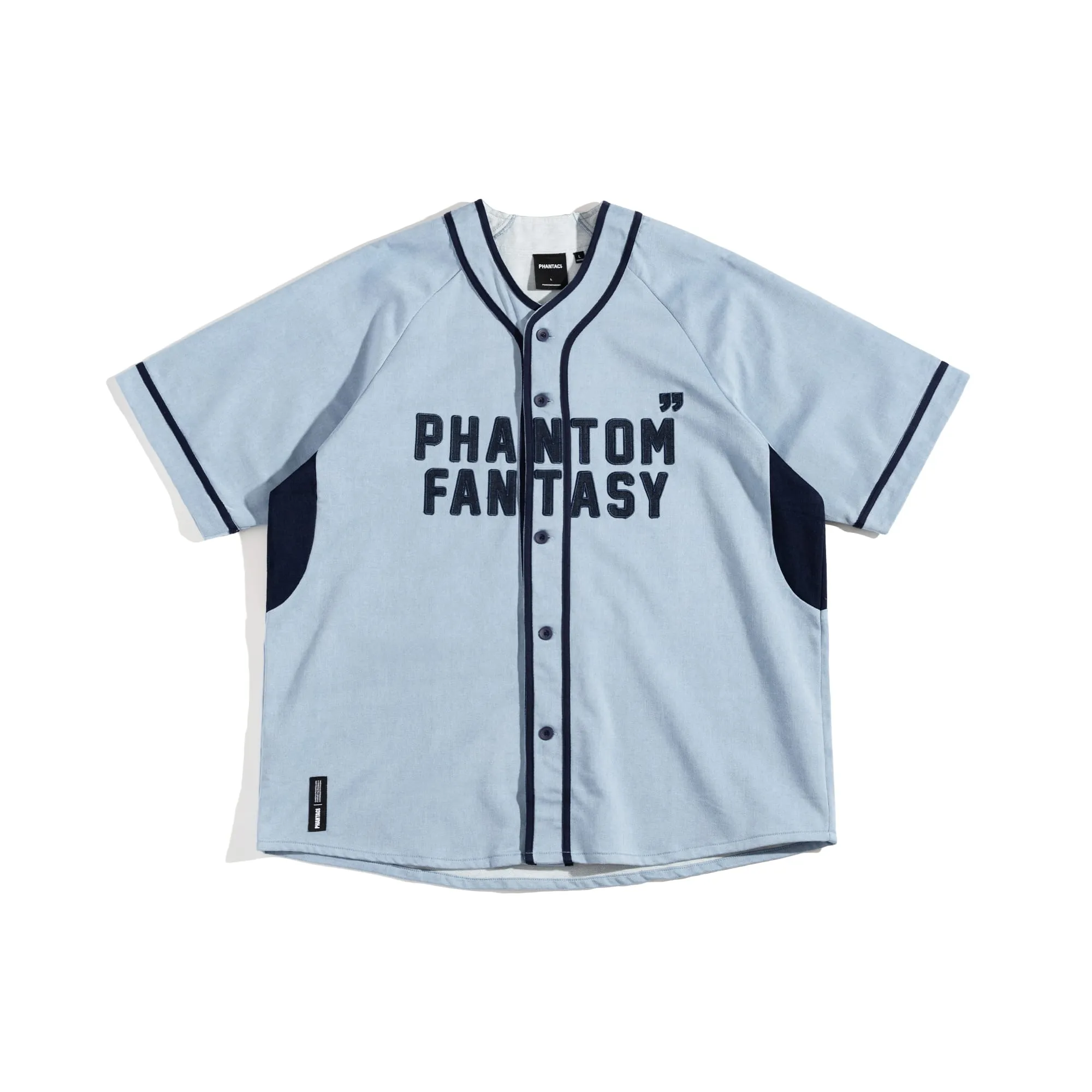 DENIM BASEBALL SHIRT-BLUE