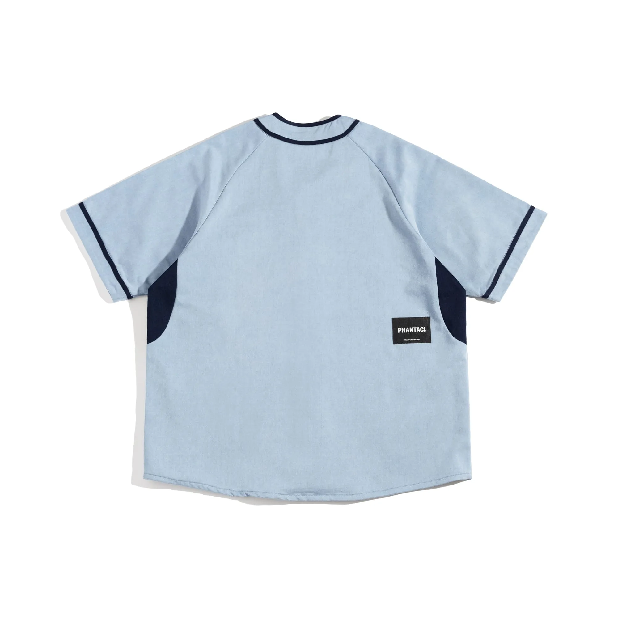 DENIM BASEBALL SHIRT-BLUE