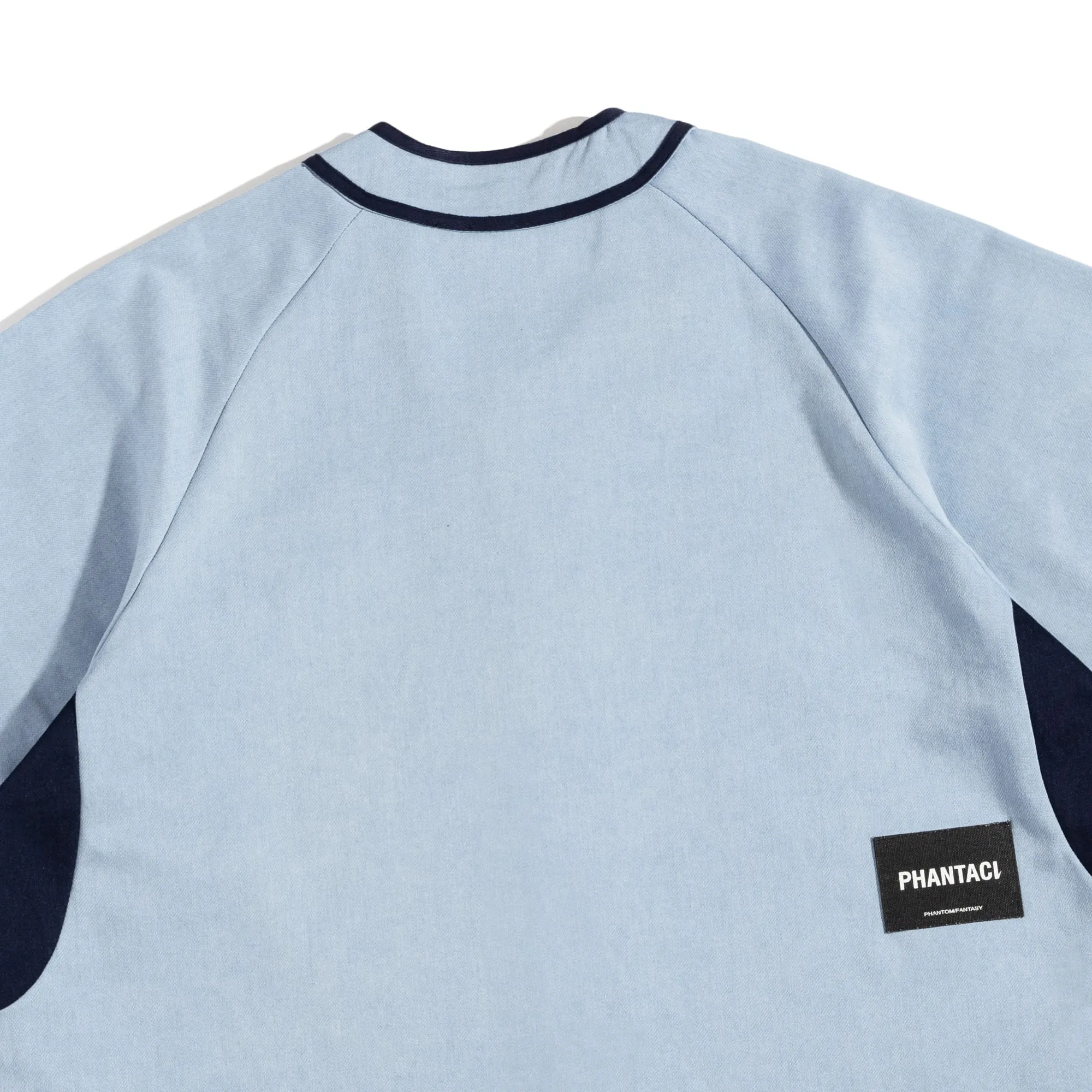 DENIM BASEBALL SHIRT-BLUE