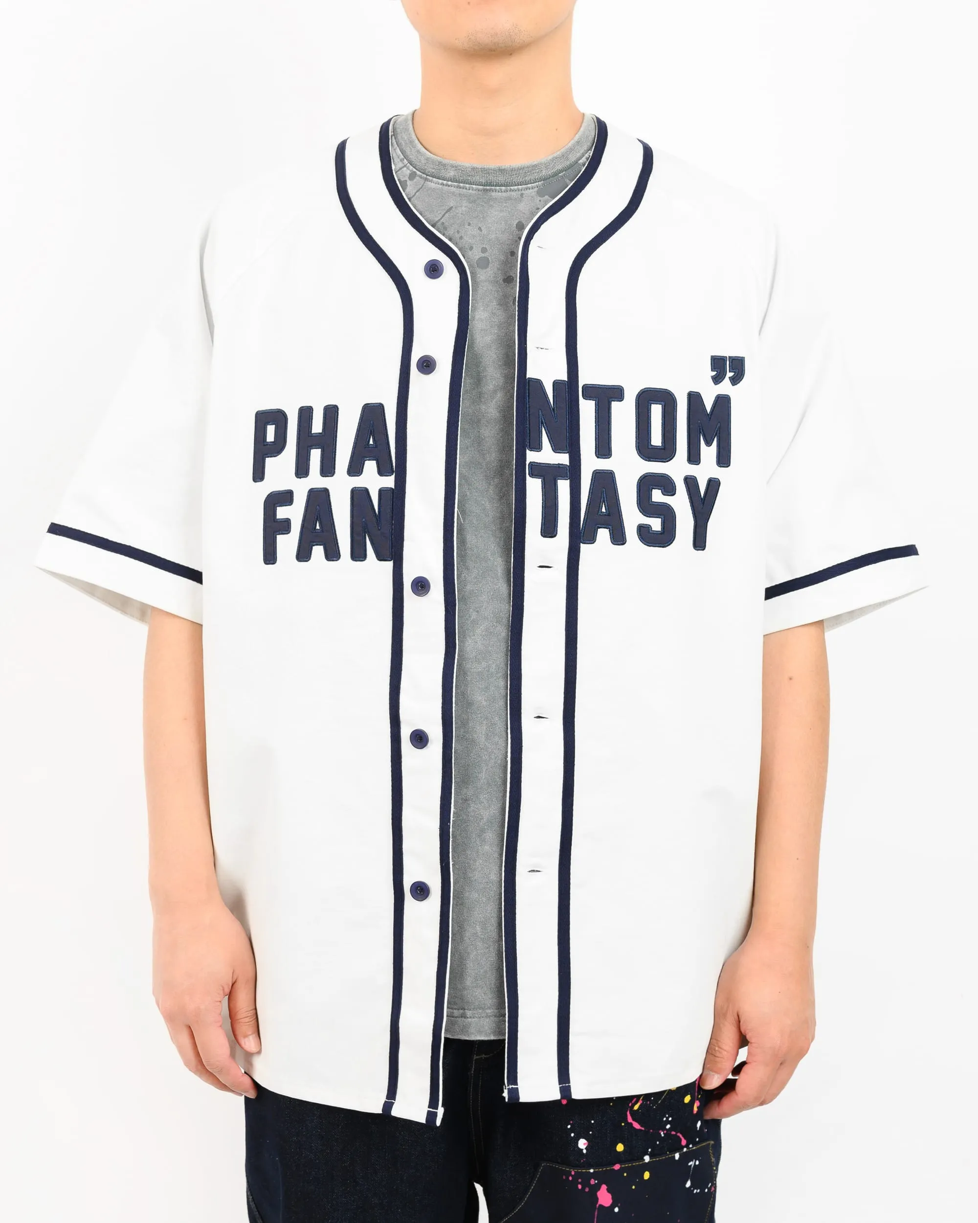 DENIM BASEBALL SHIRT-BLUE