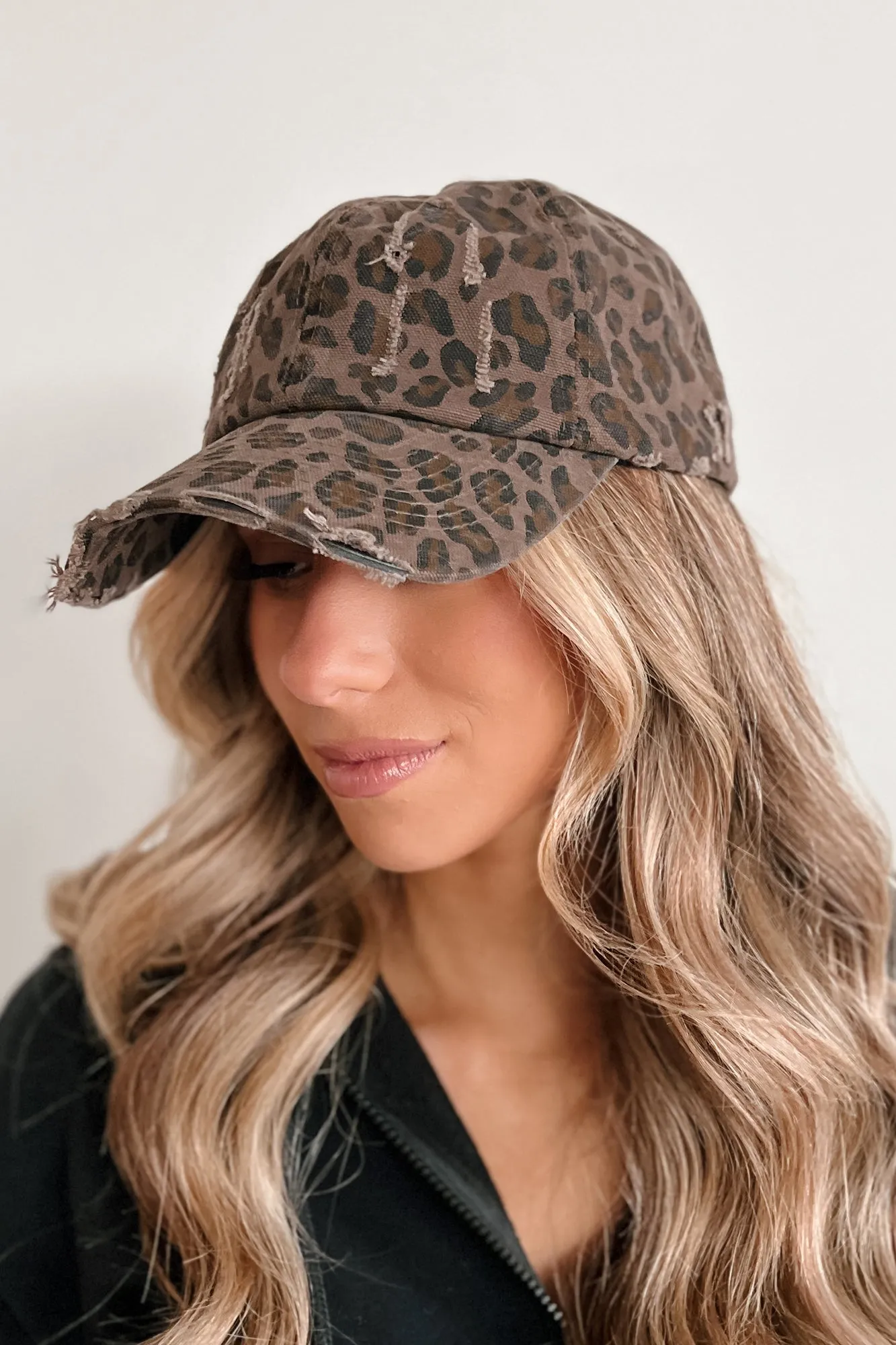 Dicey Choices Distressed Baseball Cap (Leopard)