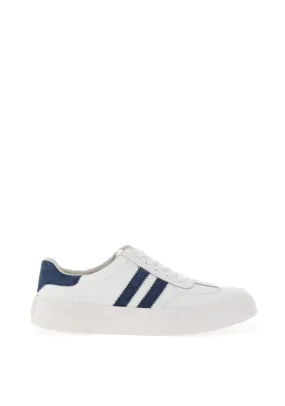 Drilleys Fifty Side Stripe Leather Trainers, White