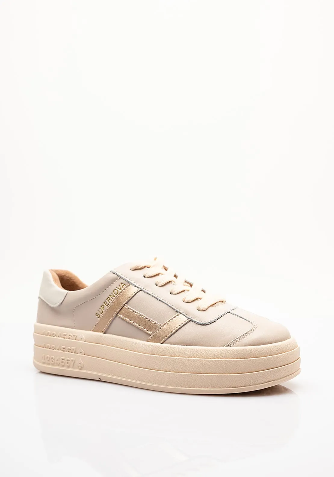 Drilleys Sixty Eight Platform Trainers, Beige