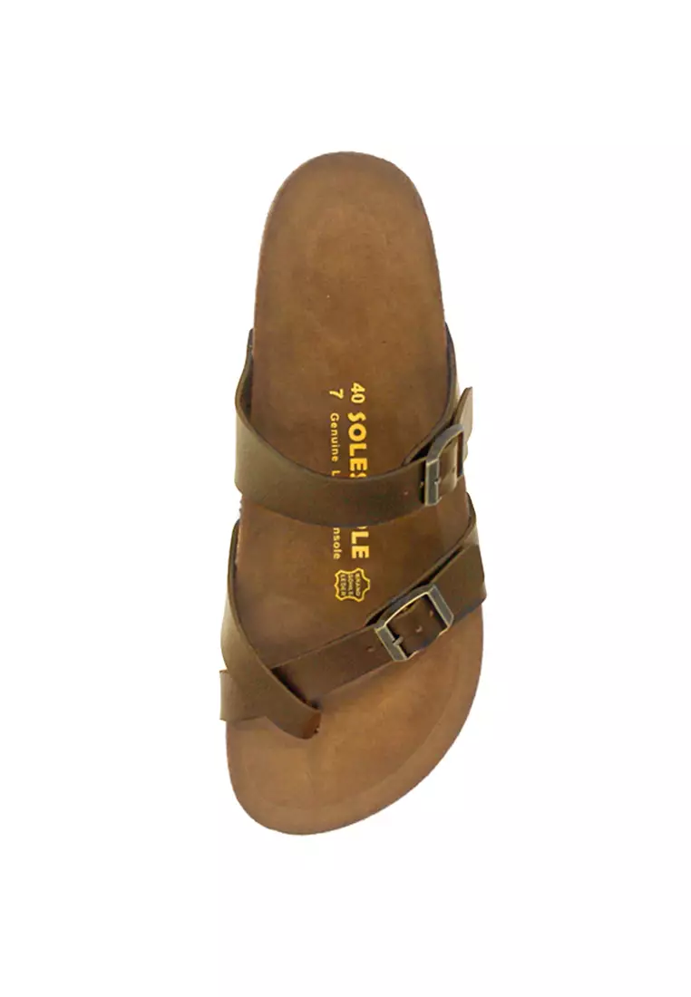 Dublin - Camel Leather Sandals & Flip Flops