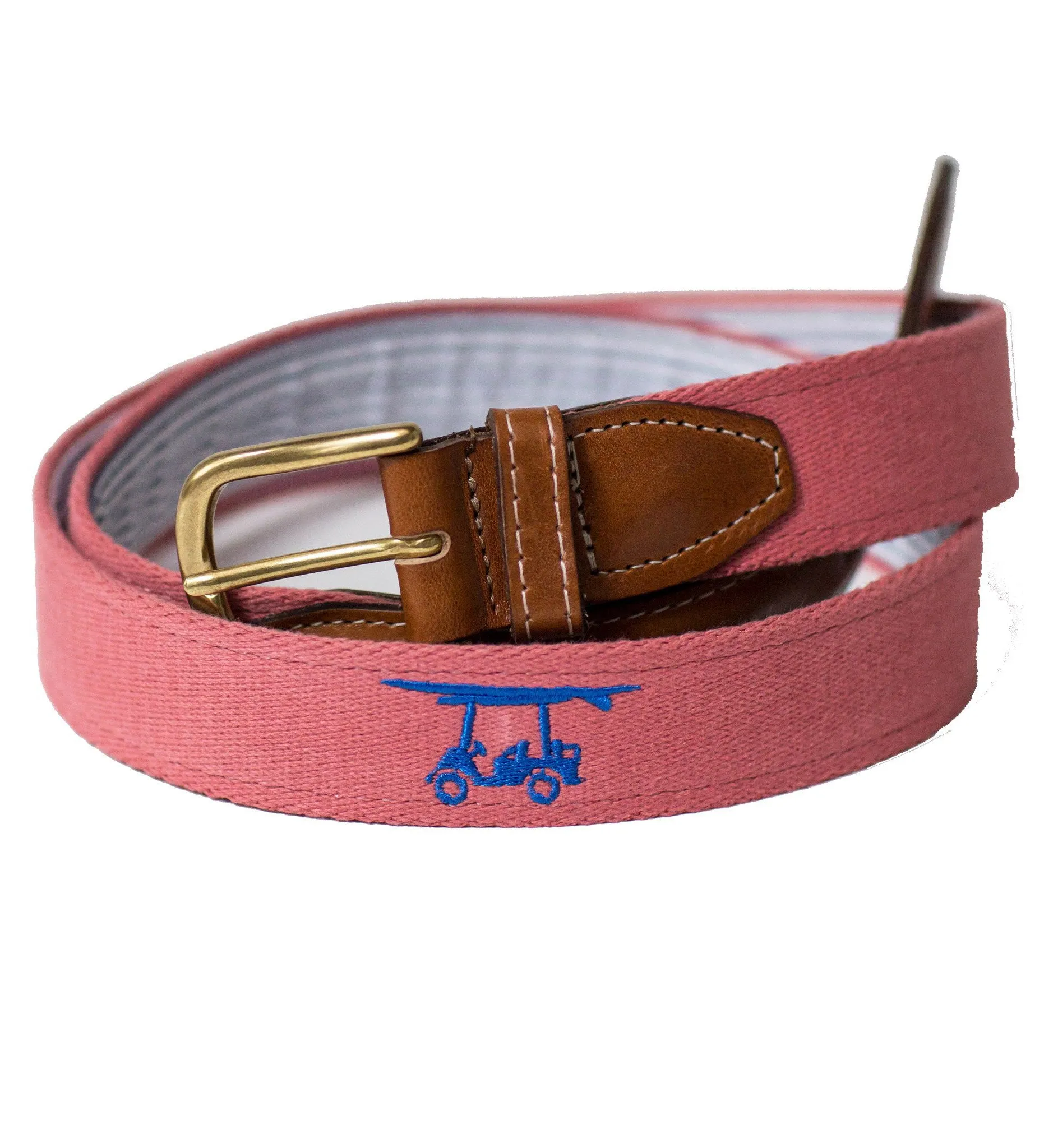 Embroidered Golf Cart Belt - Salmon