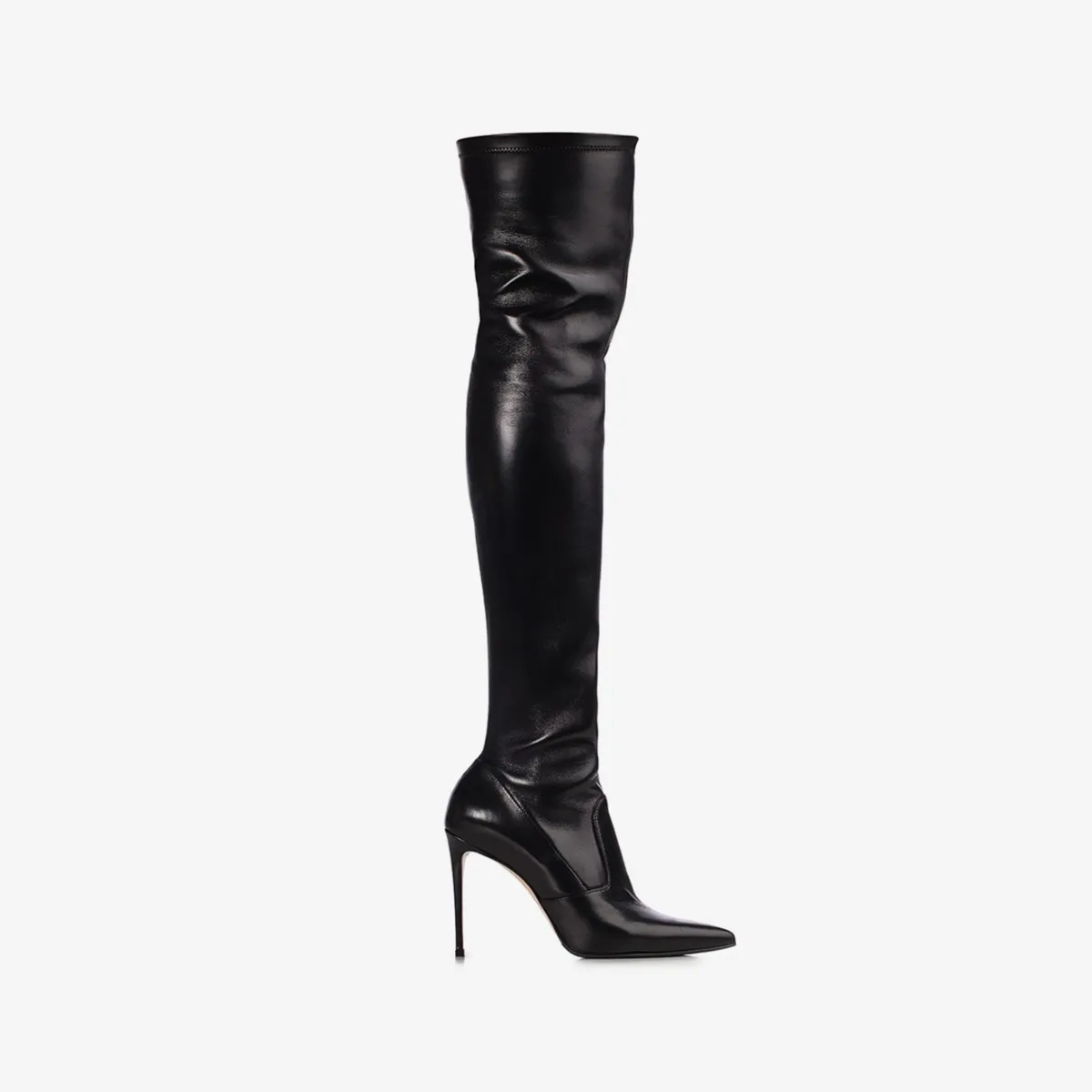 EVA THIGH-HIGH BOOT 100 mm Black nappa leather over-the-knee boot