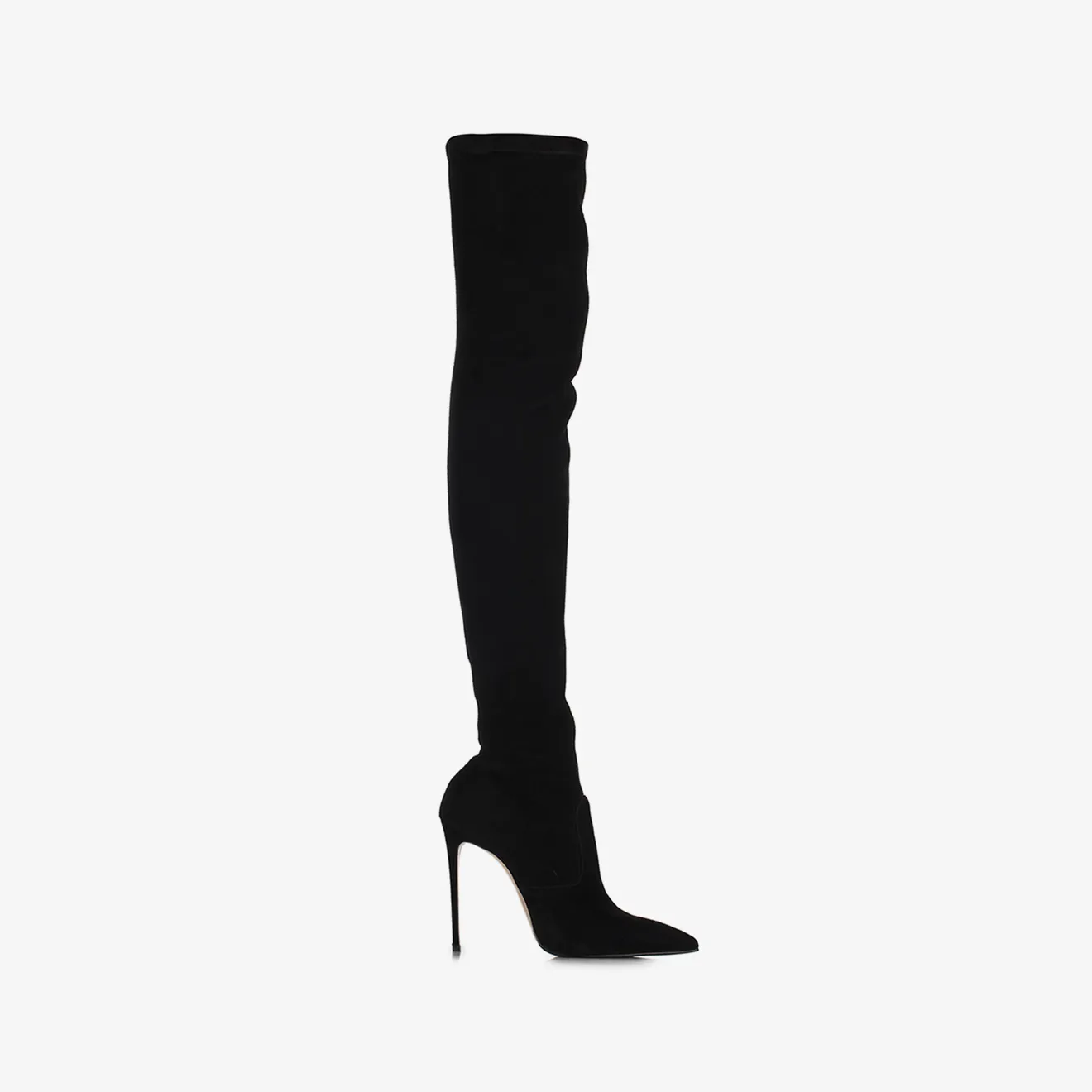 EVA THIGH-HIGH BOOT 120 mm Black stretch suede over-the-knee boot