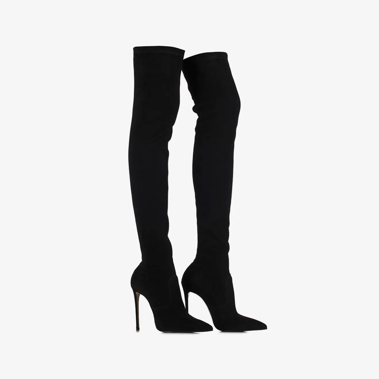 EVA THIGH-HIGH BOOT 120 mm Black stretch suede over-the-knee boot