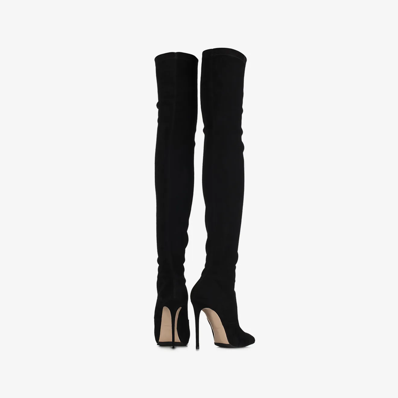 EVA THIGH-HIGH BOOT 120 mm Black stretch suede over-the-knee boot