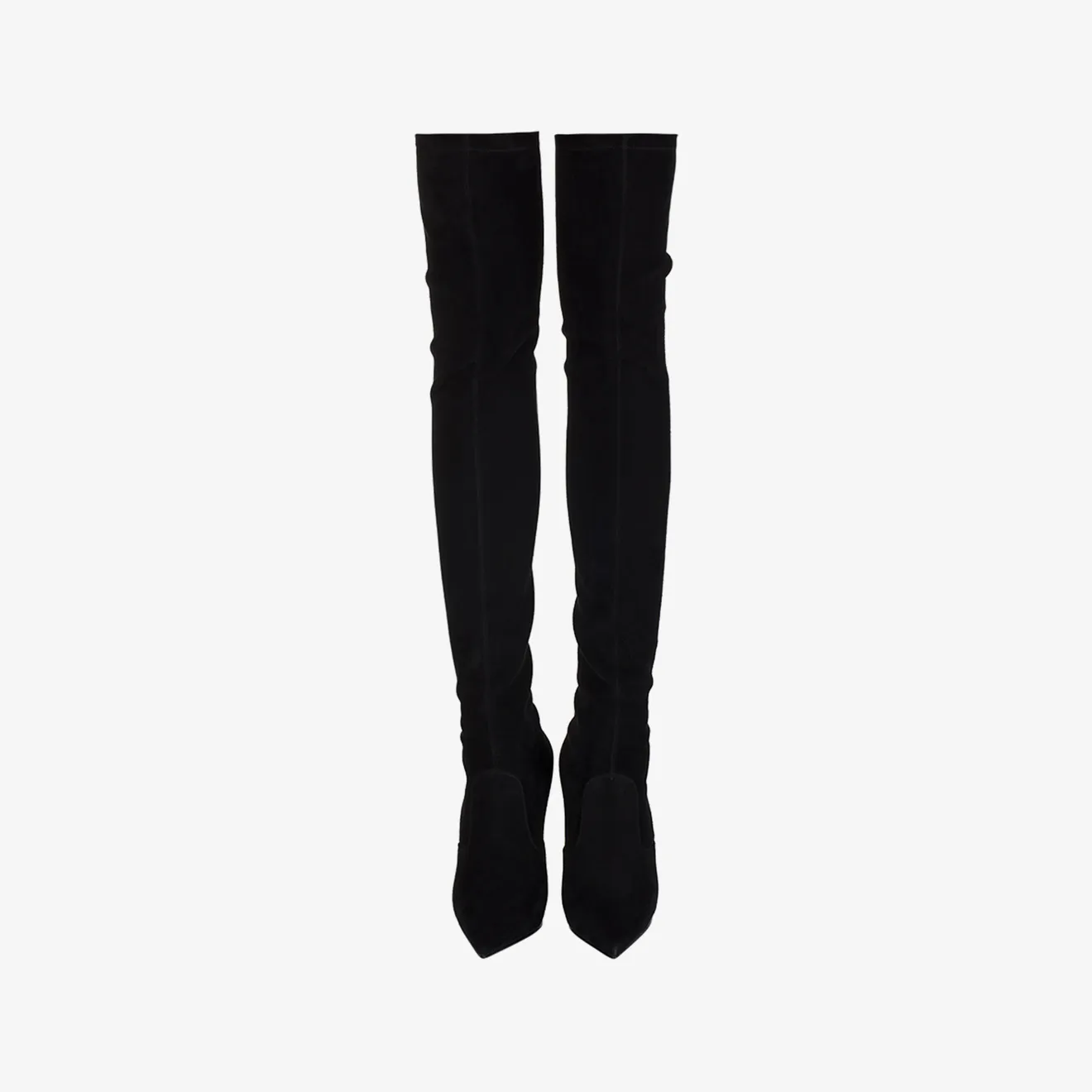 EVA THIGH-HIGH BOOT 120 mm Black stretch suede over-the-knee boot