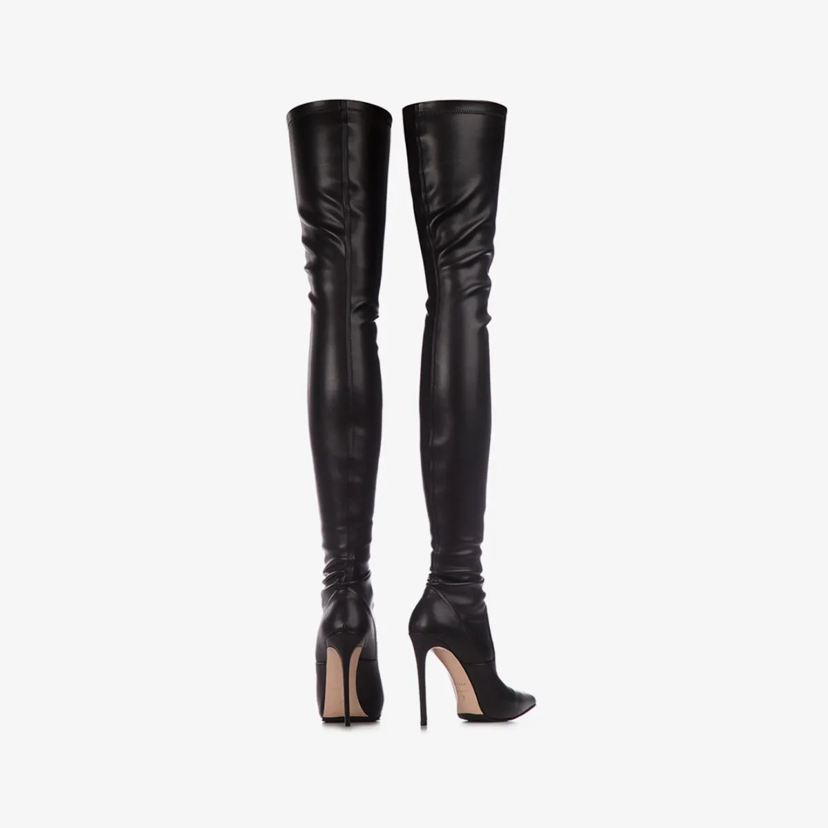 EVA THIGH-HIGH BOOT 120 mm Black stretch vegan leather over-the-knee boot