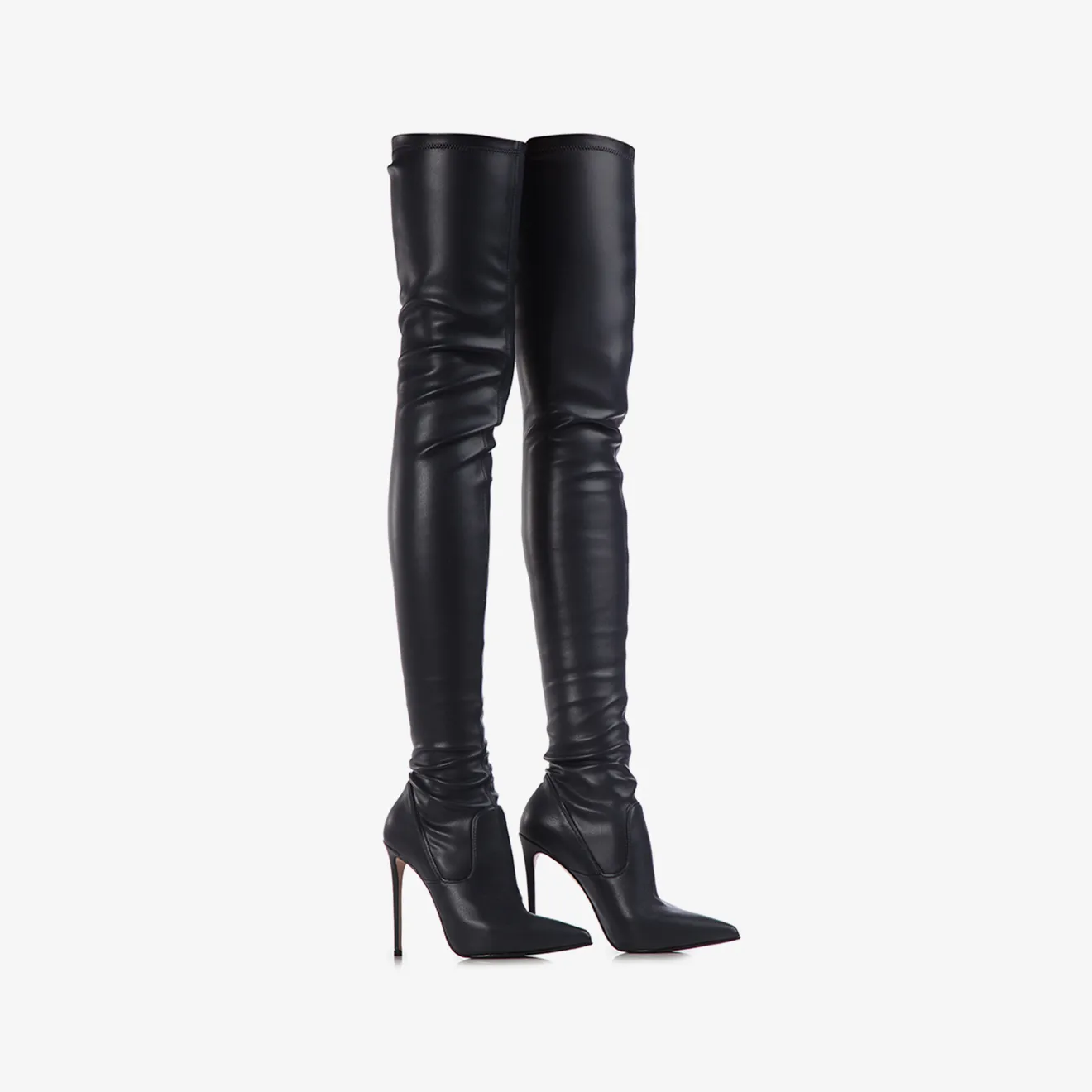 EVA THIGH-HIGH BOOT 120 mm Blue college stretch vegan leather over-the-knee boot