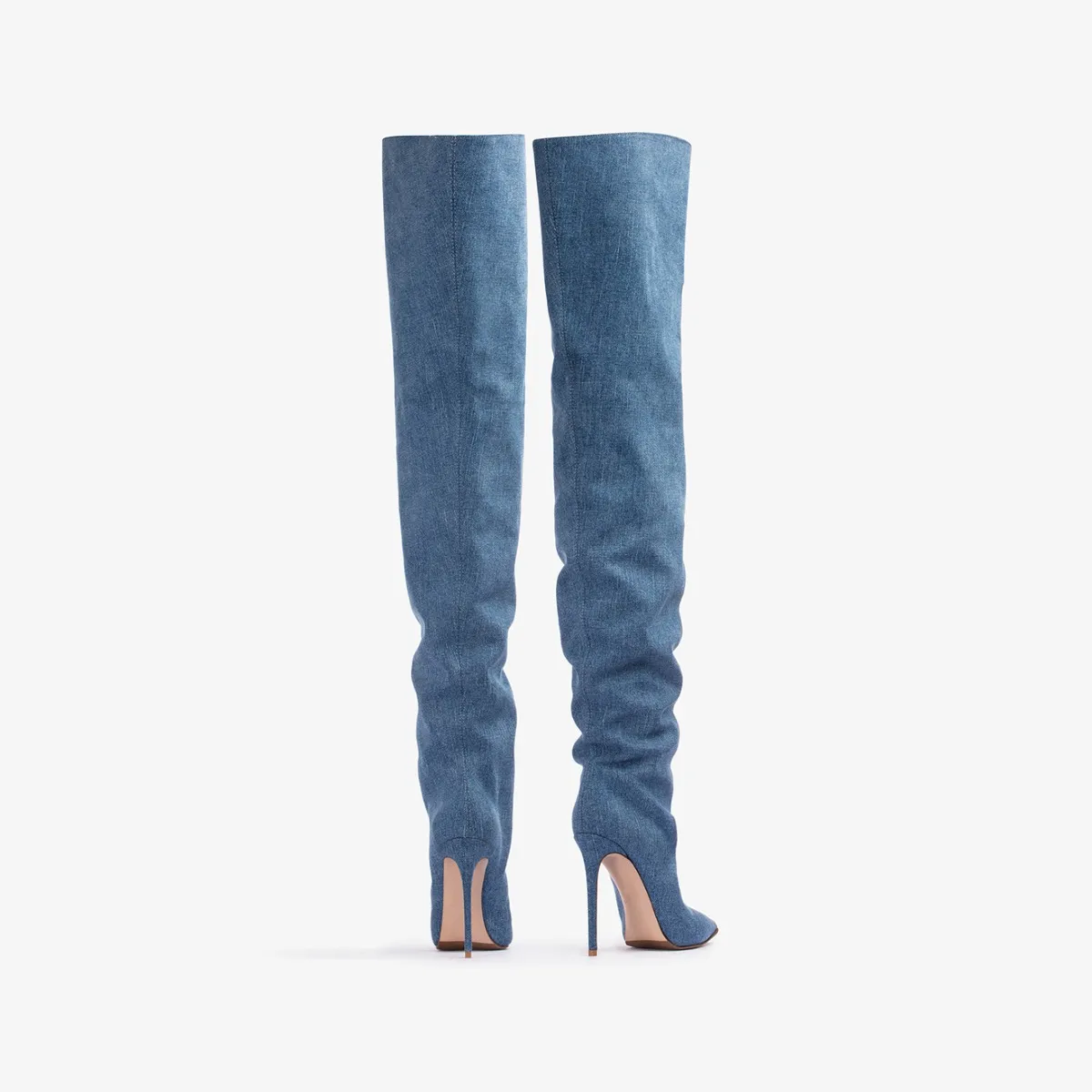 EVA THIGH-HIGH BOOT 120 mm Blue oversize denim over-the-knee boot