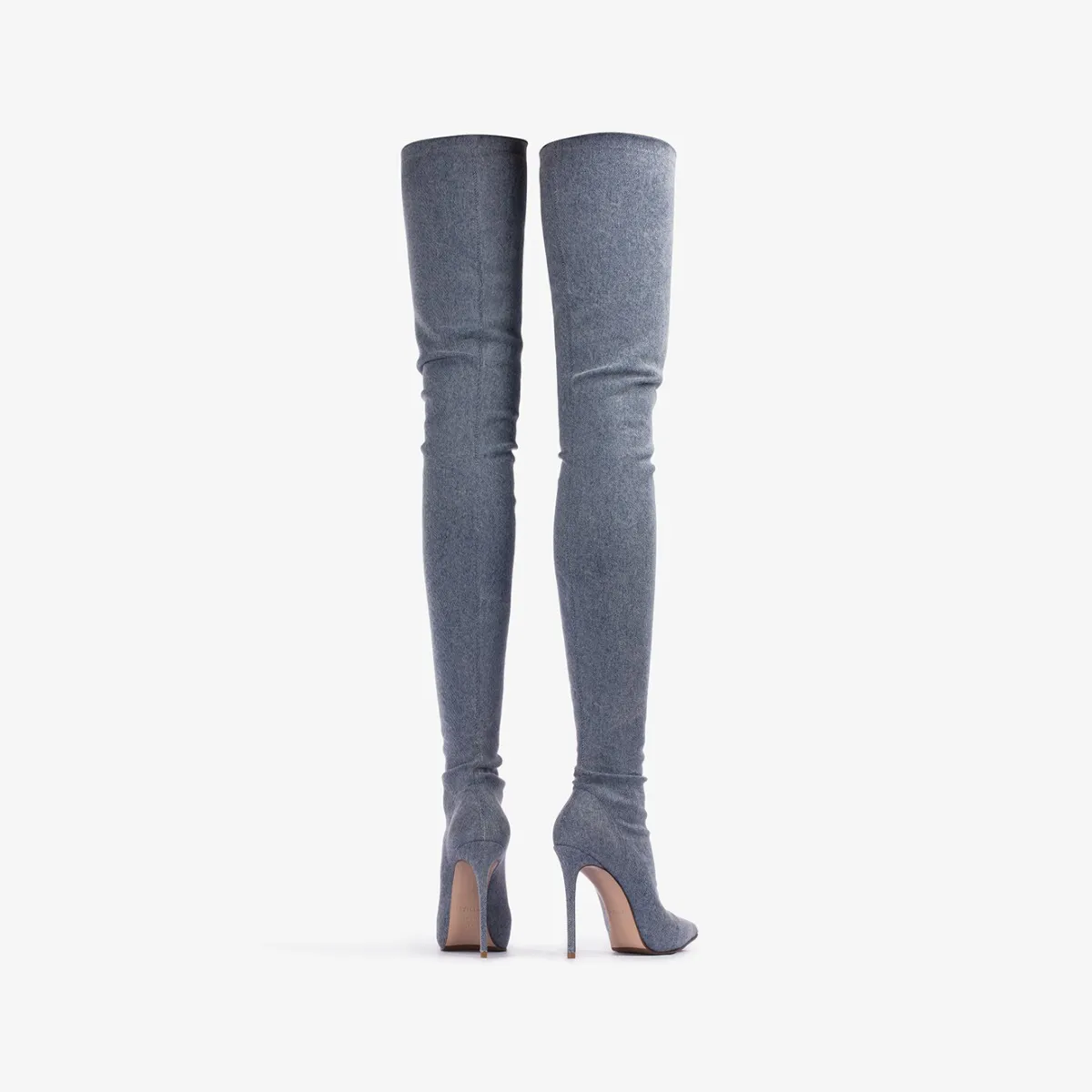 EVA THIGH-HIGH BOOT 120 mm Blue stretch denim over-the-knee boot