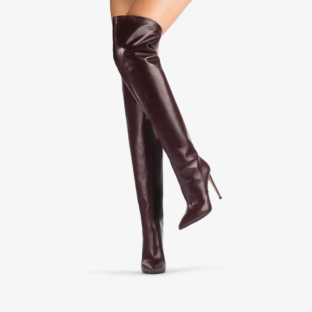 EVA THIGH-HIGH BOOT 120 mm Cherry red nappa leather oversized over-the-knee boot