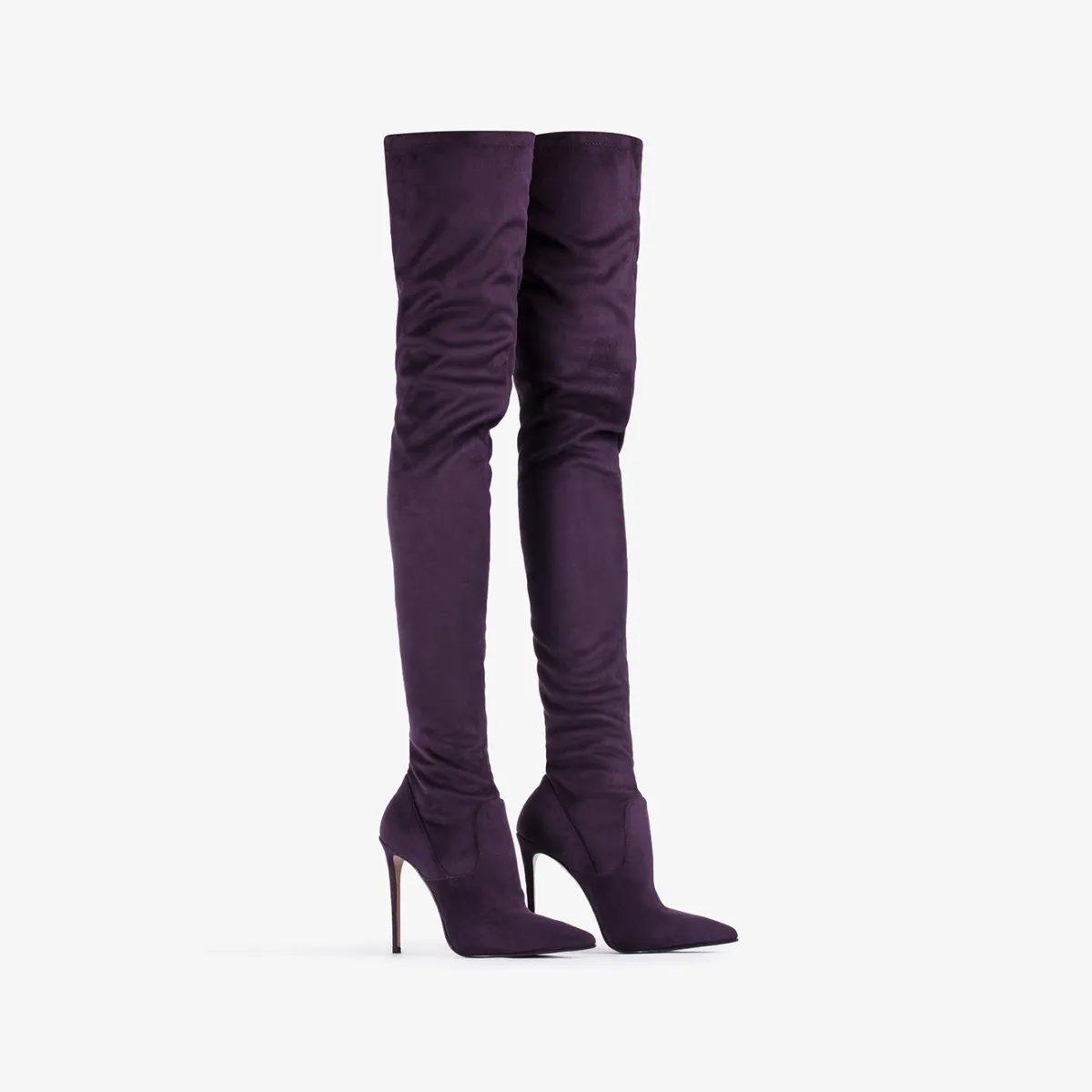 EVA THIGH-HIGH BOOT 120 mm Kamala purple stretch vegan suede over-the-knee boot