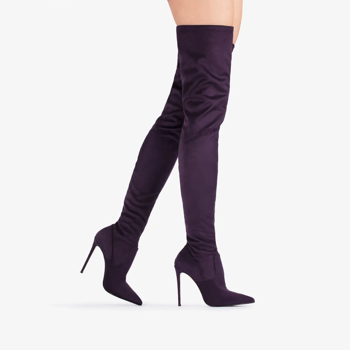 EVA THIGH-HIGH BOOT 120 mm Kamala purple stretch vegan suede over-the-knee boot