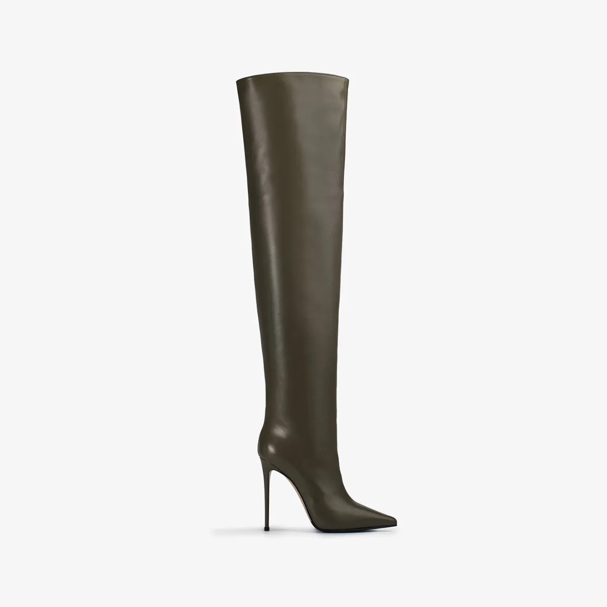 EVA THIGH-HIGH BOOT 120 mm Khaki green nappa leather oversized over-the-knee boot