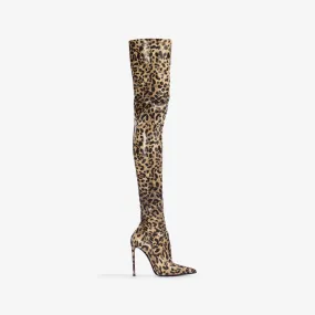 EVA THIGH-HIGH BOOT 120 mm Leopard-print stretch vinyl over-the-knee boot