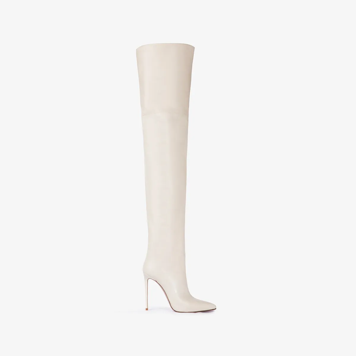 EVA THIGH-HIGH BOOT 120 mm Milk white nappa leather oversized over-the-knee boot