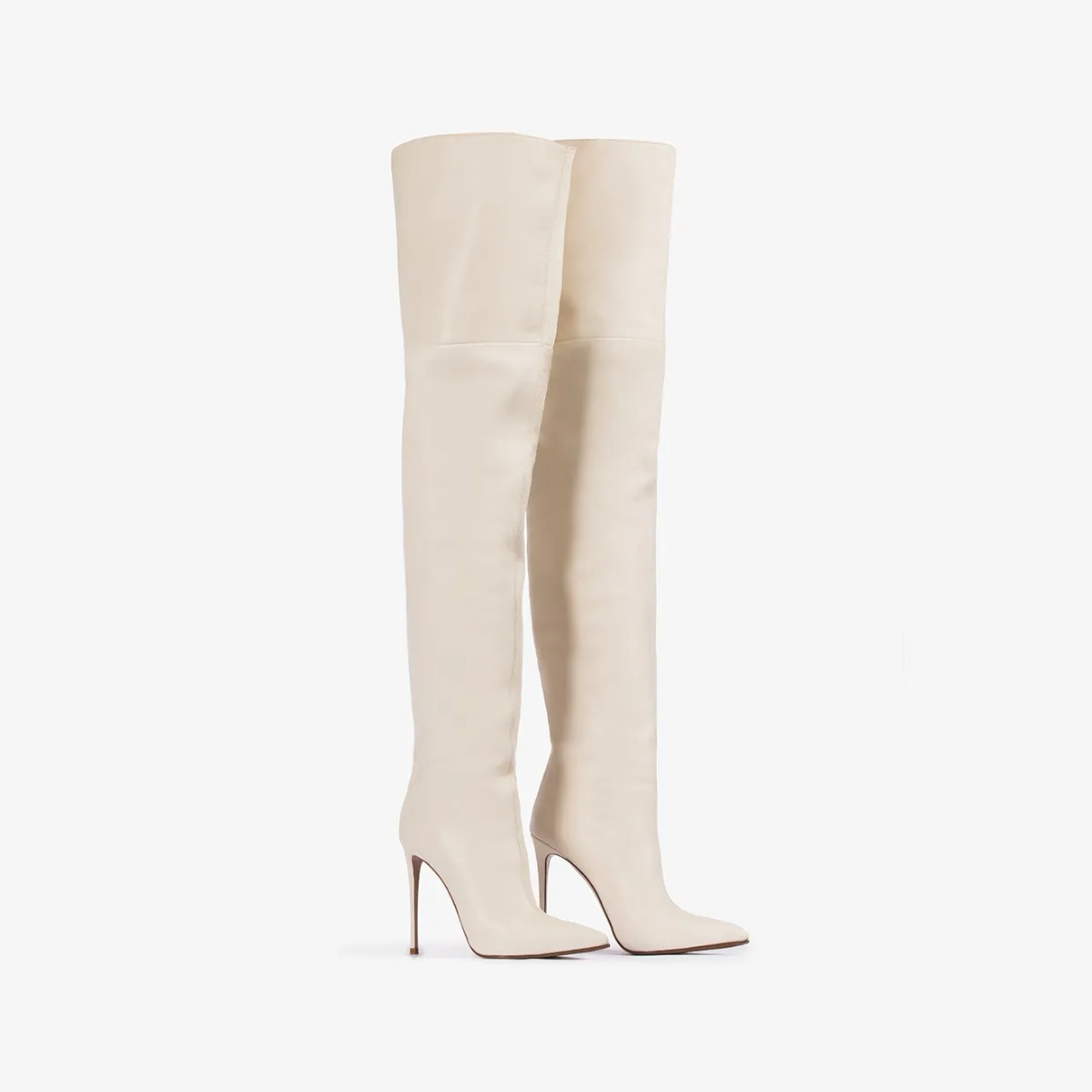 EVA THIGH-HIGH BOOT 120 mm Milk white nappa leather oversized over-the-knee boot