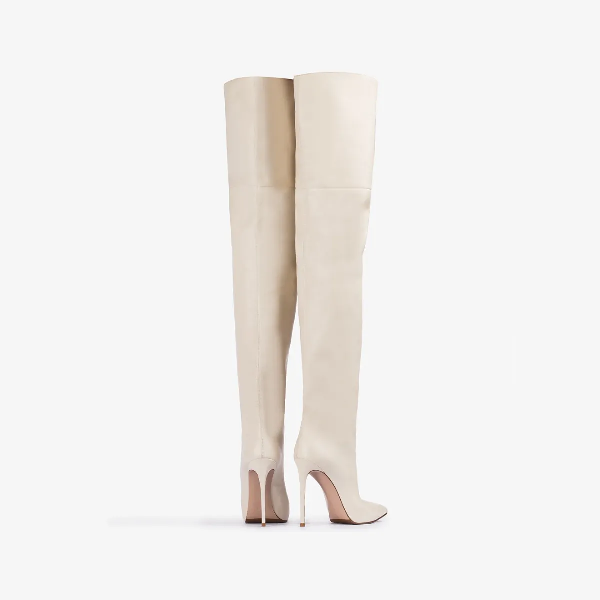 EVA THIGH-HIGH BOOT 120 mm Milk white nappa leather oversized over-the-knee boot