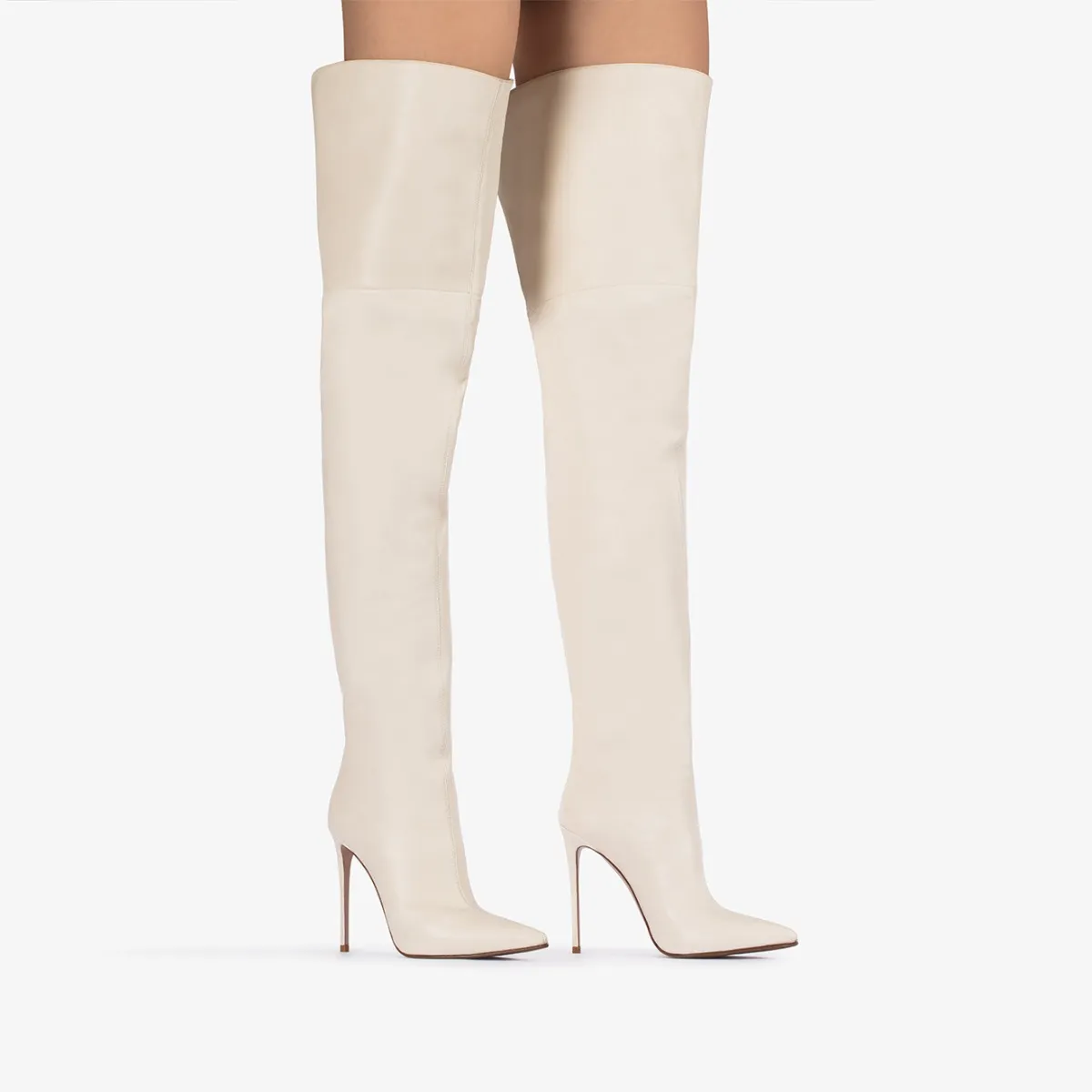 EVA THIGH-HIGH BOOT 120 mm Milk white nappa leather oversized over-the-knee boot