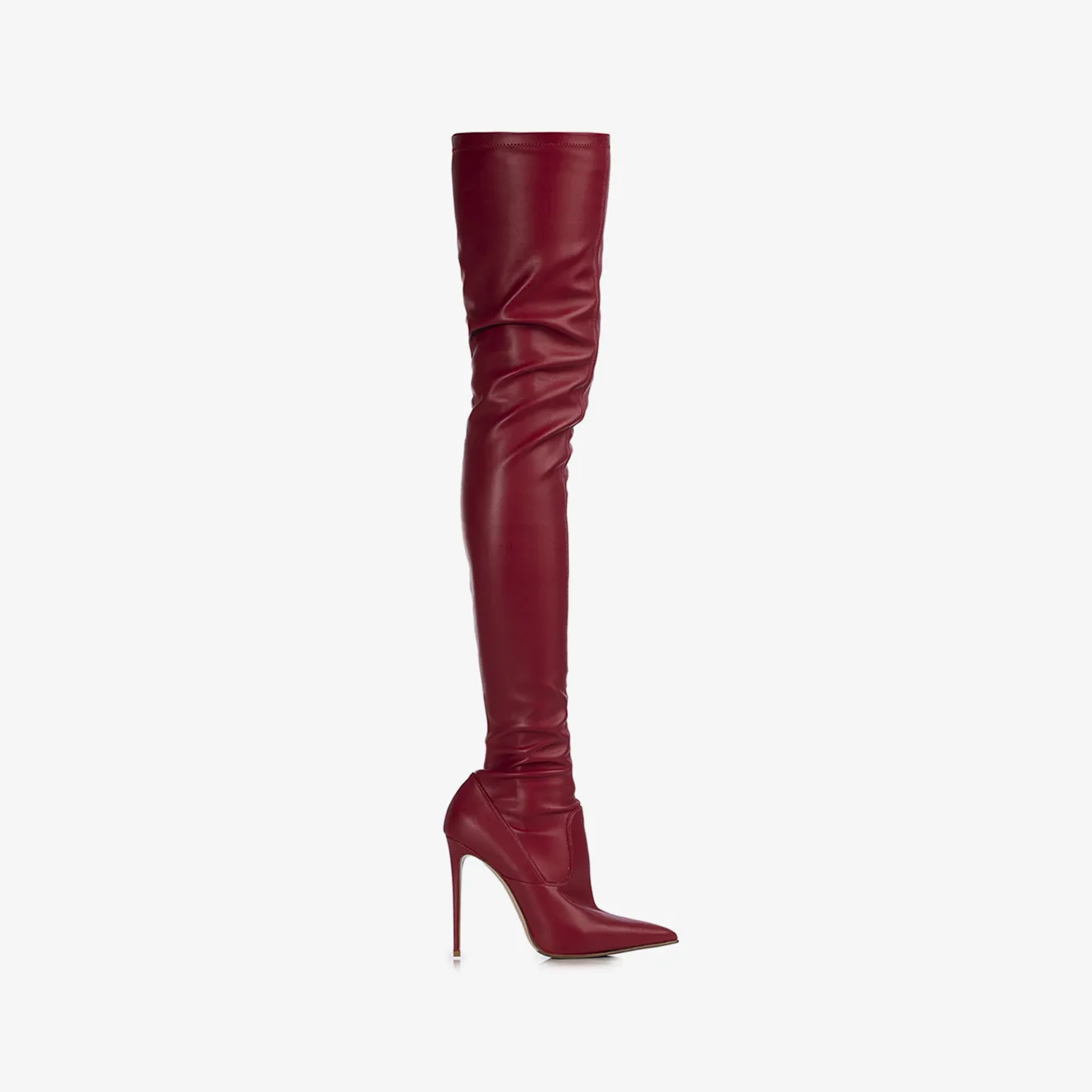 EVA THIGH-HIGH BOOT 120 mm Red stretch vegan leather over-the-knee boot