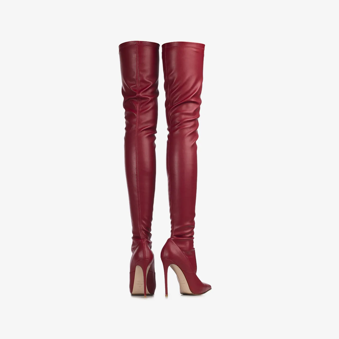 EVA THIGH-HIGH BOOT 120 mm Red stretch vegan leather over-the-knee boot