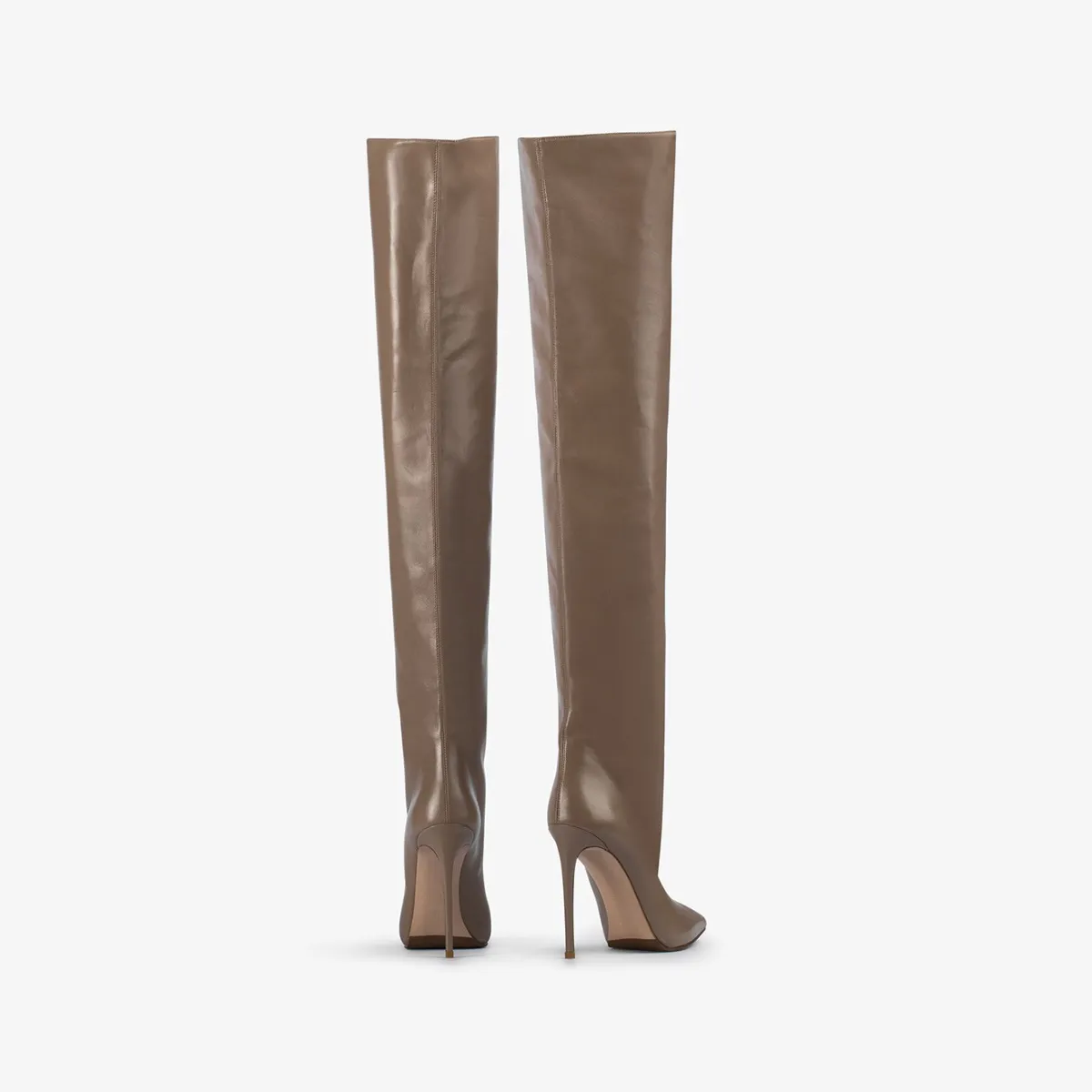 EVA THIGH-HIGH BOOT 120 mm Sesame gray nappa leather oversized over-the-knee boot